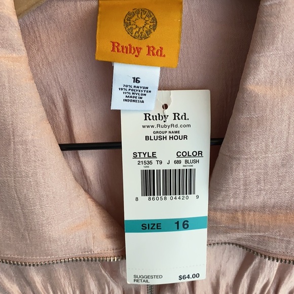 Ruby Rd. Rose Gold Metallic Pintuck Jacket, Sz 16 - Picture 2 of 6